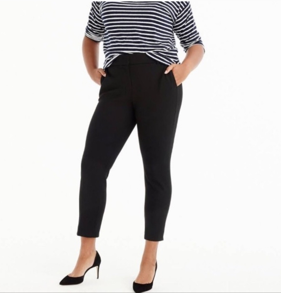 J. Crew Stretch Black Crop Pants Size 14 Casual Summer Beach Office Work